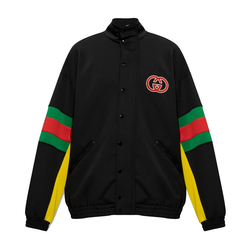 Gucci Heren Sweatshirt met Ritssluiting en Logo Patch Black Heren