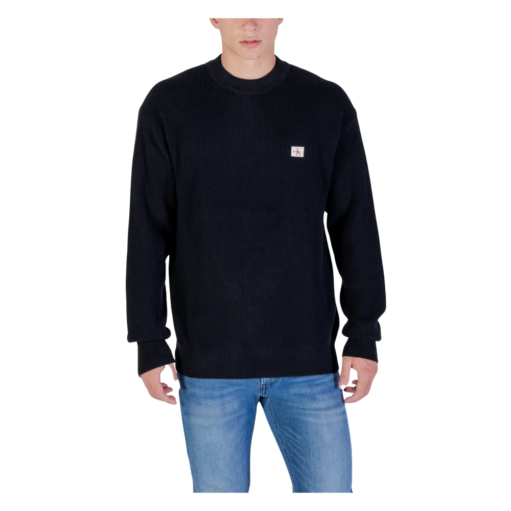 Calvin Klein Jeans Ls Ez Cotton Waffle - Male - Round-Neck Knitwear - Black - Xl - Knitwear - Image 7