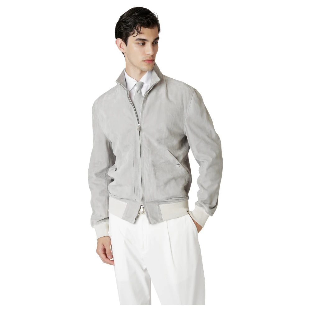 Eleventy Suede Nappato Leren Jas Gray Heren