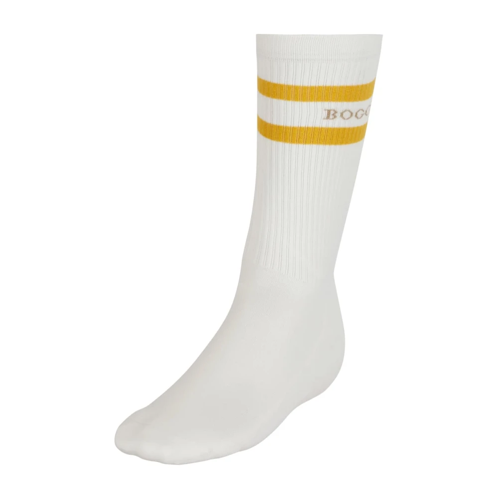 Boggi Milano Sokken met strepen en logo katoenmix White Heren