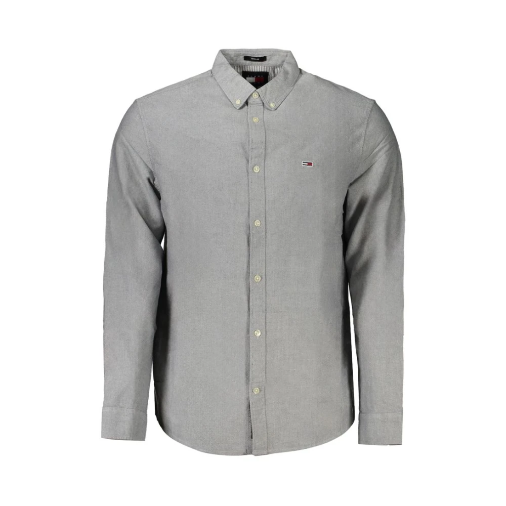 Tommy Hilfiger Men's Gray Blue Cotton Shirt For Extra Large