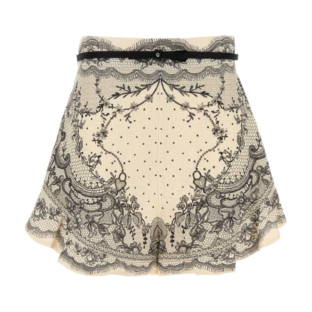 Zimmermann Witte Shorts met Grafische Print en Gerimpelde Details White Dames