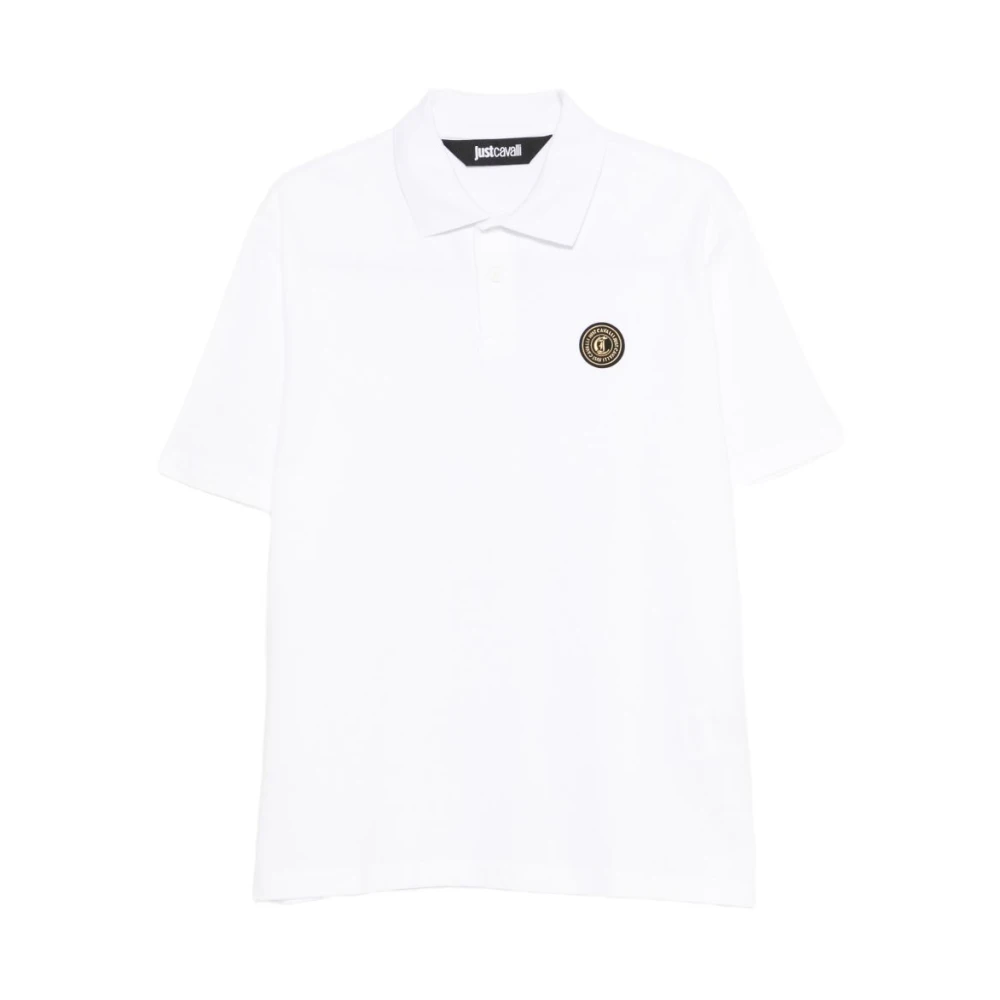 Just Cavalli Men's White Polo Shirts, Xl, Cotton Polo Shirt With Logo