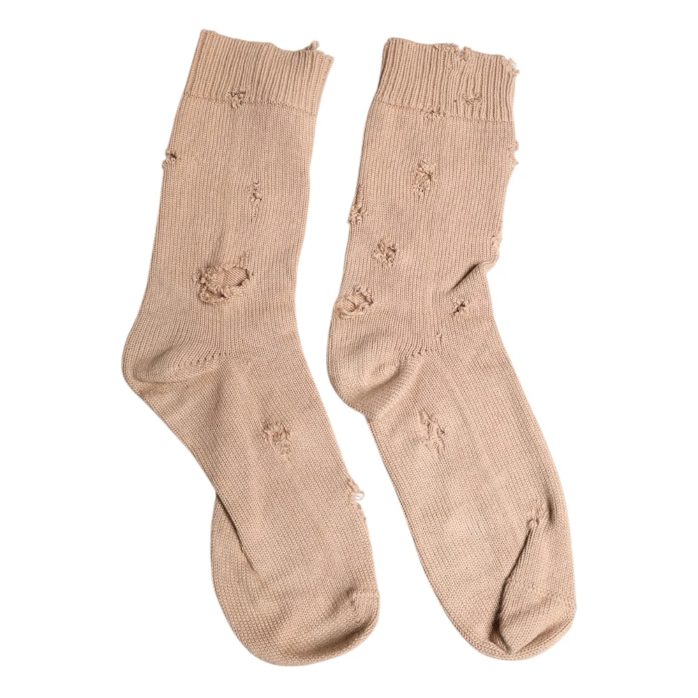 Dolce & Gabbana Homme Beige Sous-Vêtements, Taille: L Magnifiques Chaussettes Mi-Mollet