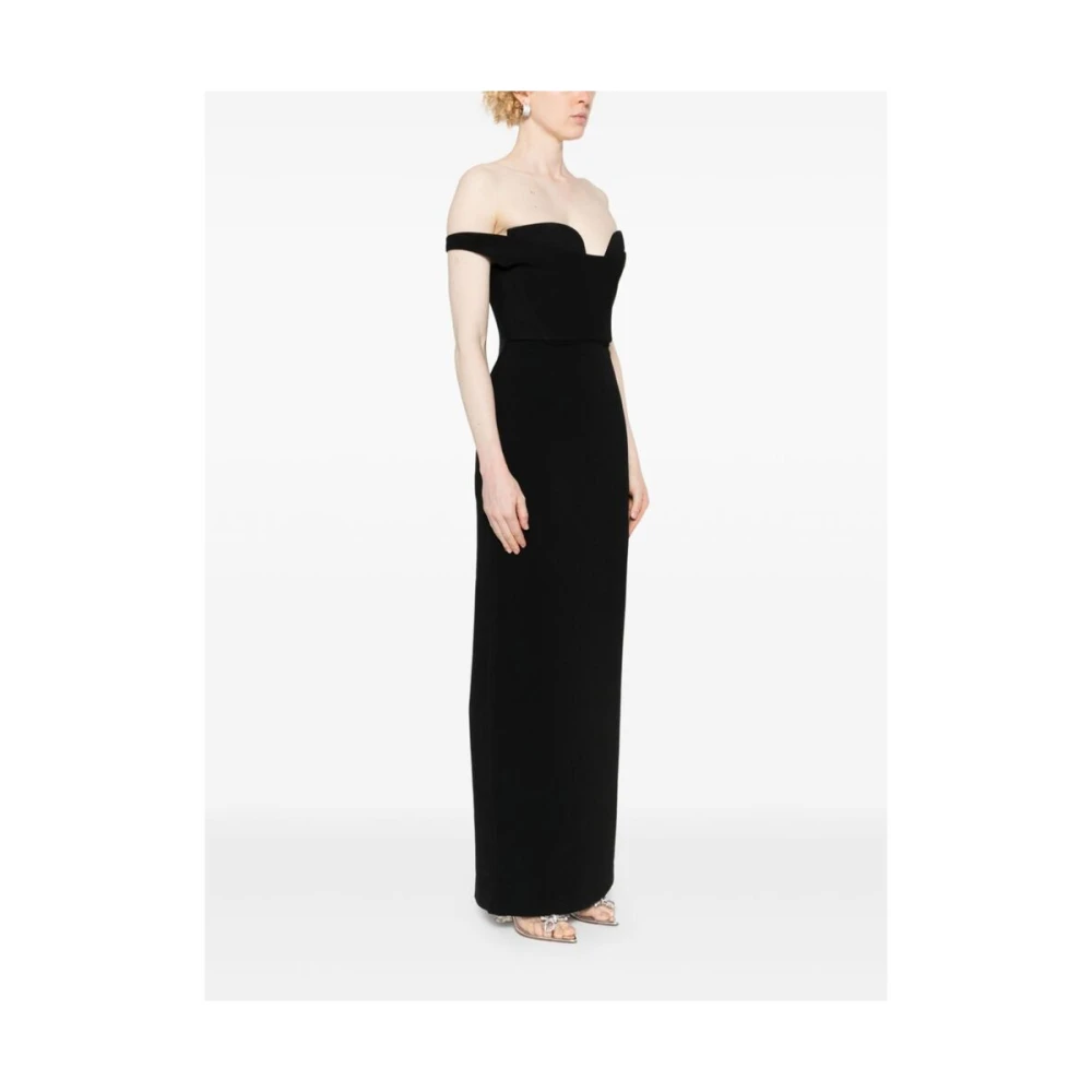 Solace London Zwarte Off-Shoulder Jurk met Sweetheart Hals Black Dames