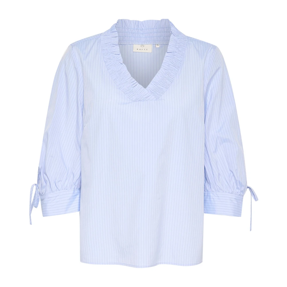 Kaffe Lichtblauwe gestreepte blouse Blue Dames