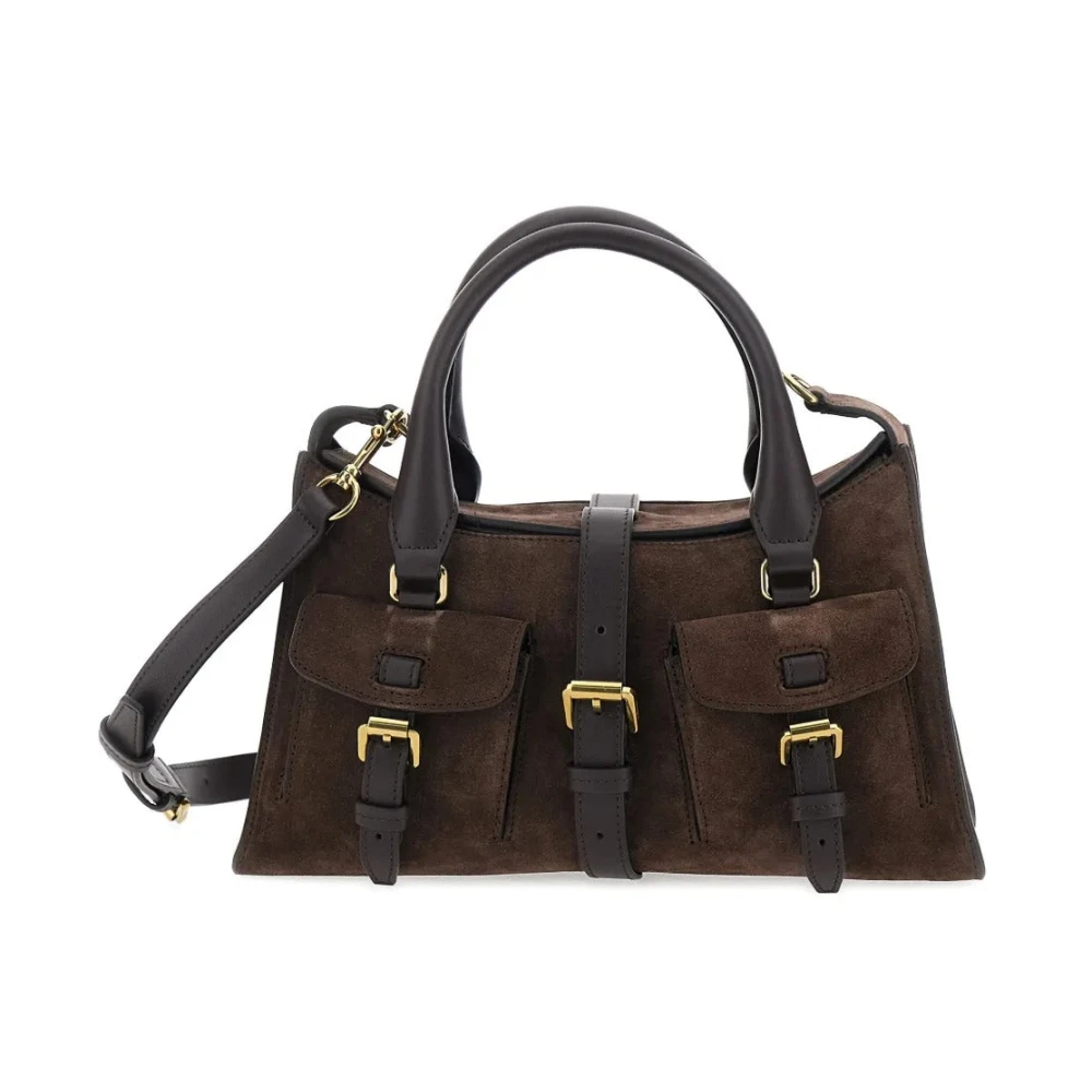 Mulberry , Handbags, Female, Brown, One Size, Small Roxanne Suede Buckle Tote Bag