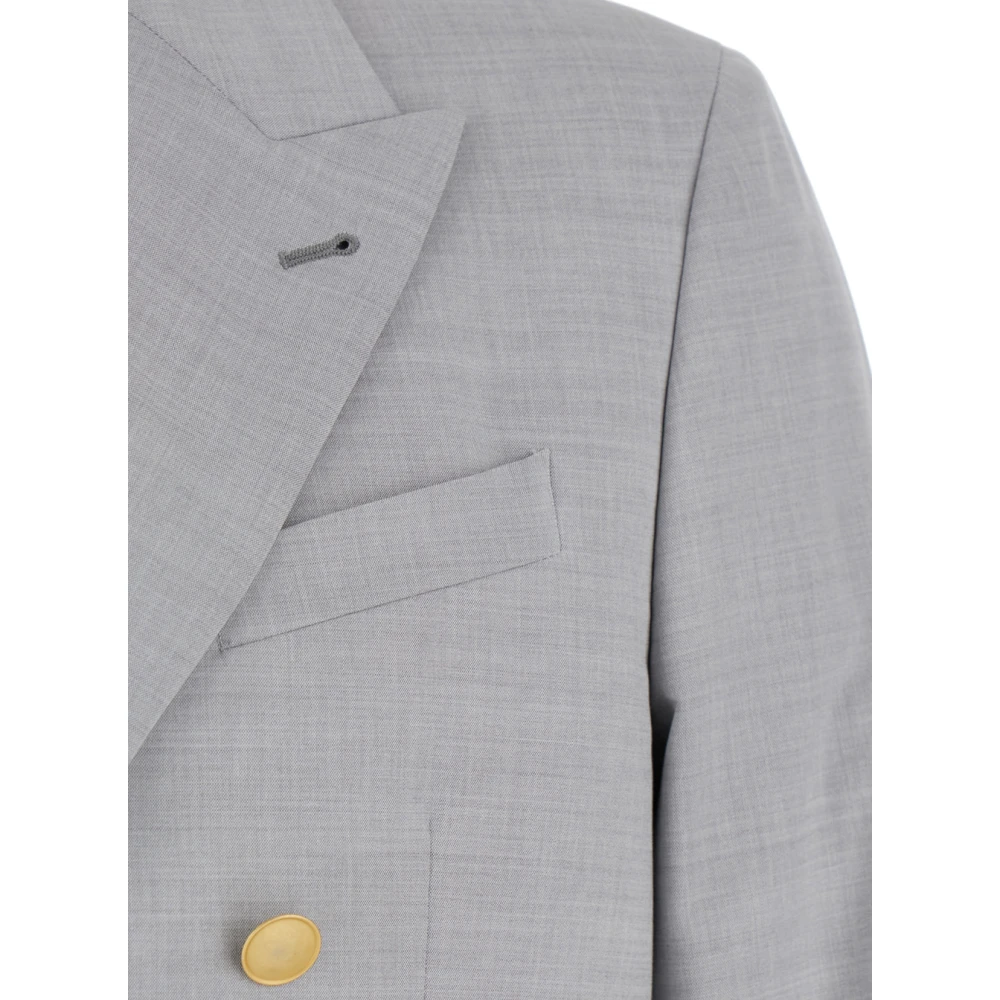 Reveres 1949 Grijze Double-Breasted Wollen Jas Gray Heren