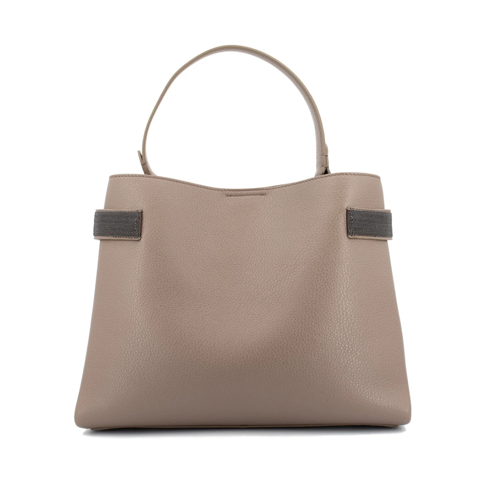 BRUNELLO CUCINELLI Kalfsleren Tas met Juweel Inzetstukken Gray Dames