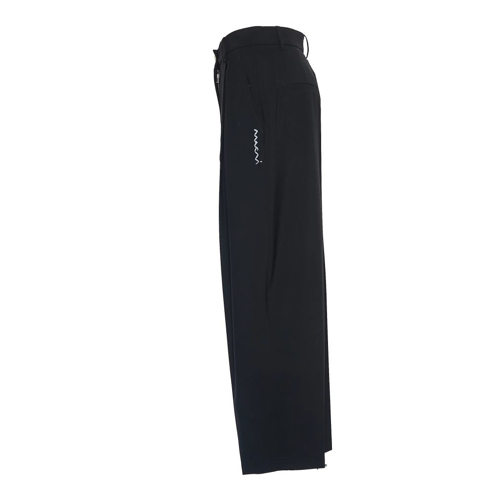 Marni Zwarte Rechte Geborduurde Broek Black Dames