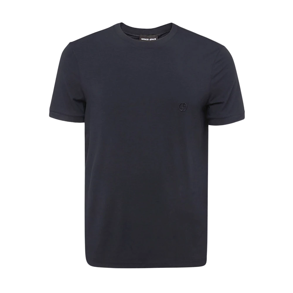 Giorgio Armani Blue T-Shirts, Male, L, Viscose Stretch T-Shirt And Polo