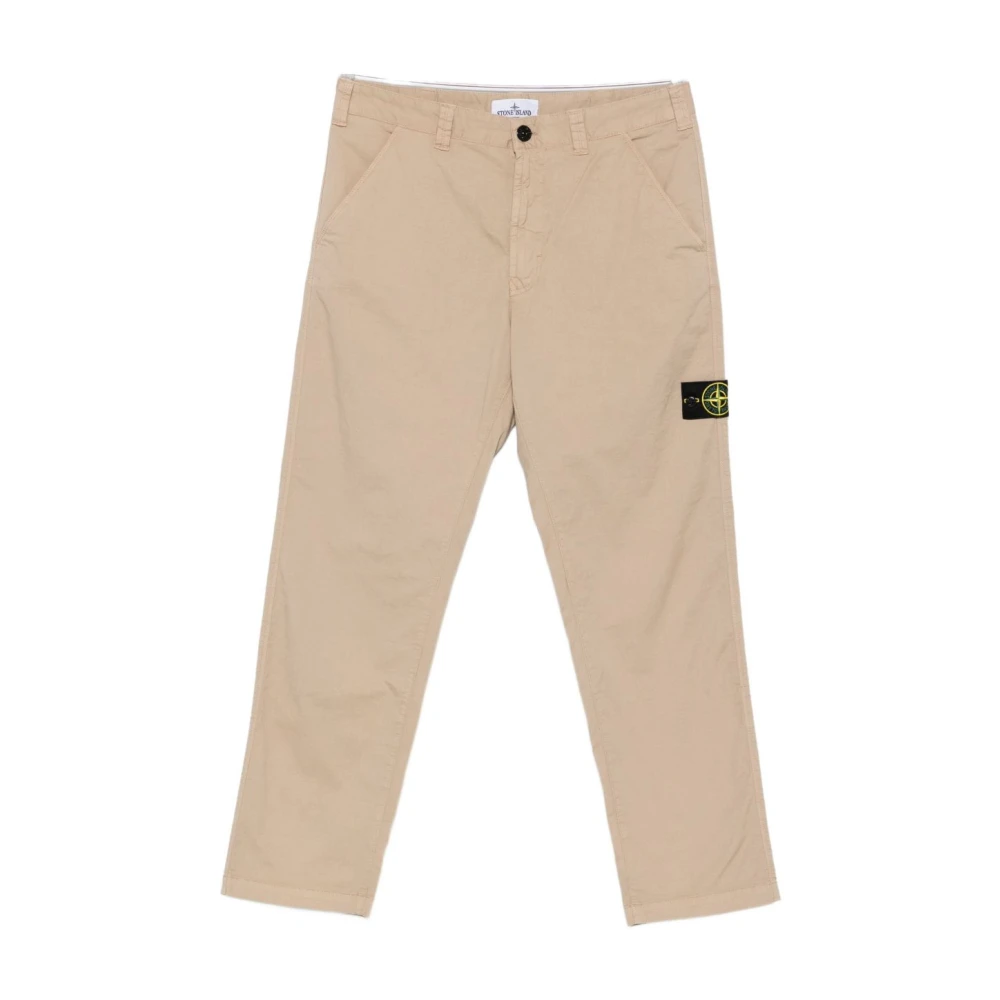 Stone Island Beige Straight Trousers, Male, W38, Patch Pocket Trousers