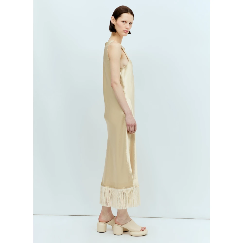 Song for the Mute Satin Fringe Tank Jurk Beige Dames