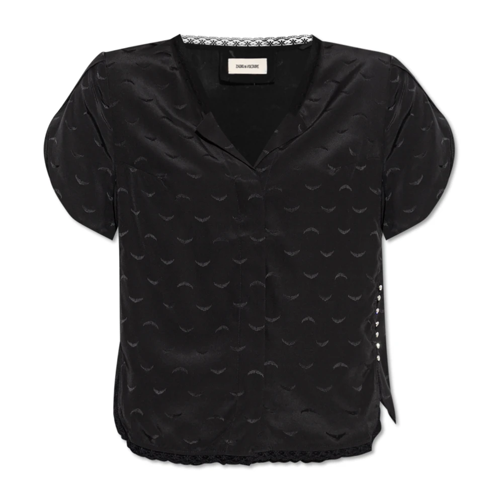 Zadig & Voltaire Top met geborduurd Tiffany-logo Black Dames