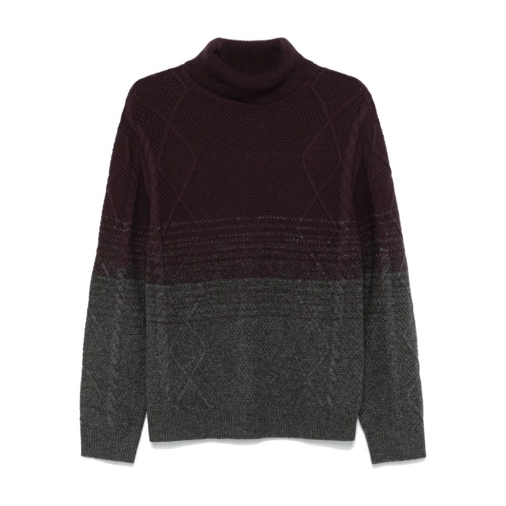 PS By Paul Smith Paarse Trui Hoge Hals Bicolor Gebreid Purple Heren