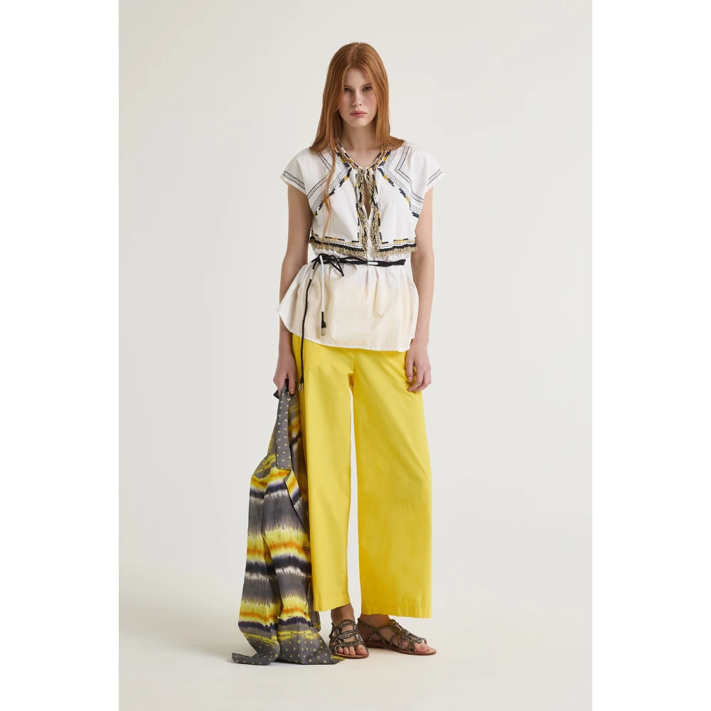 Maliparmi Geverfde Katoenen Broek Yellow Dames