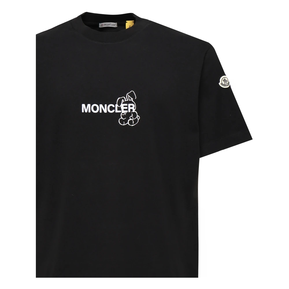 Moncler Konijnenpatroon Zwarte T-shirt Black Heren