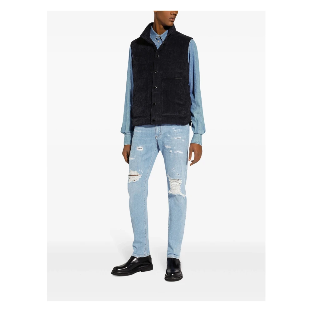 Dolce & Gabbana Zwarte mouwloze jas vest Black Heren