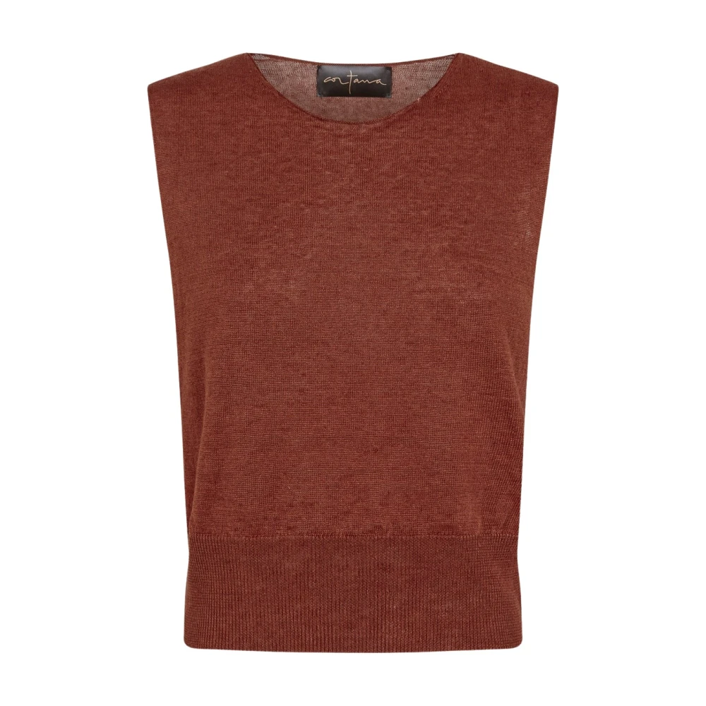 Cortana Red Rinen Linen Vest - Female - Sleeveless Tops - Xs - Tops