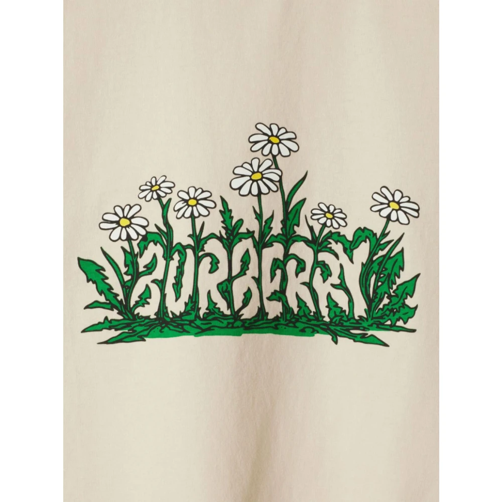 Burberry Daisy Logo Print Katoenen T-shirt Beige Dames