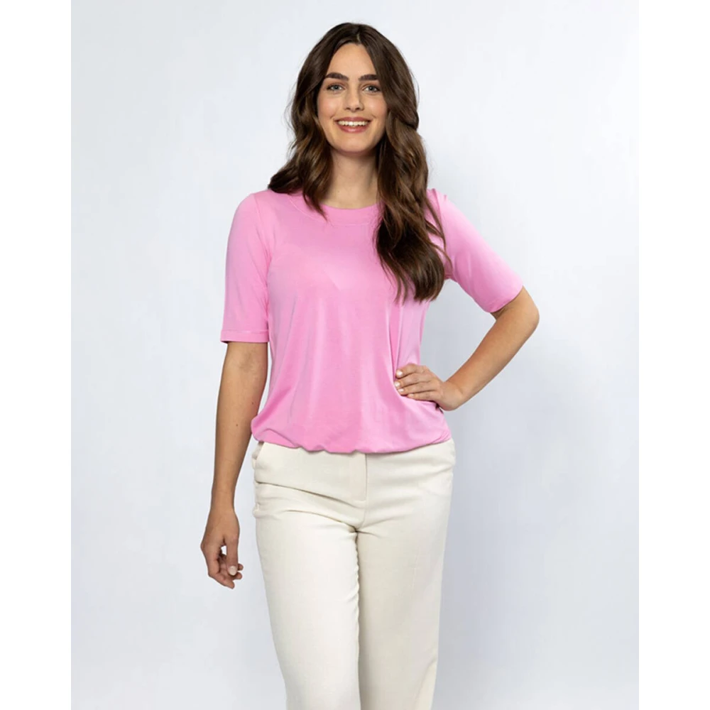 Roberto sarto O-Neck T-shirt Blouson Stijl Pink Dames