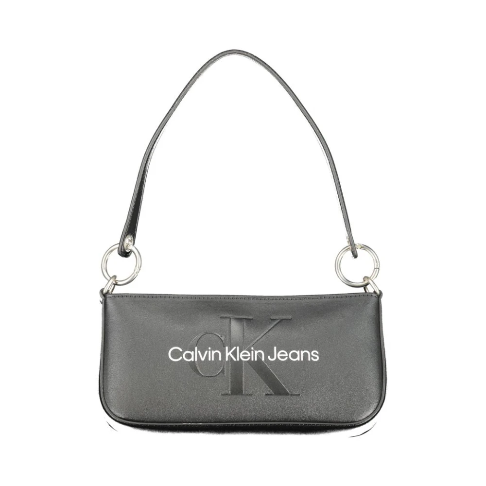 Calvin Klein Zwarte polyethyleen schoudertas met contrastdetails Black Dames