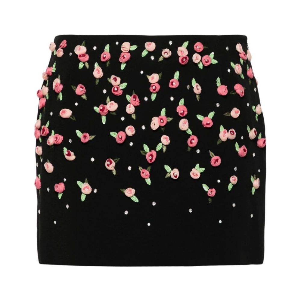 Blumarine Zwarte Bloemenapplicatie Rok Black Dames