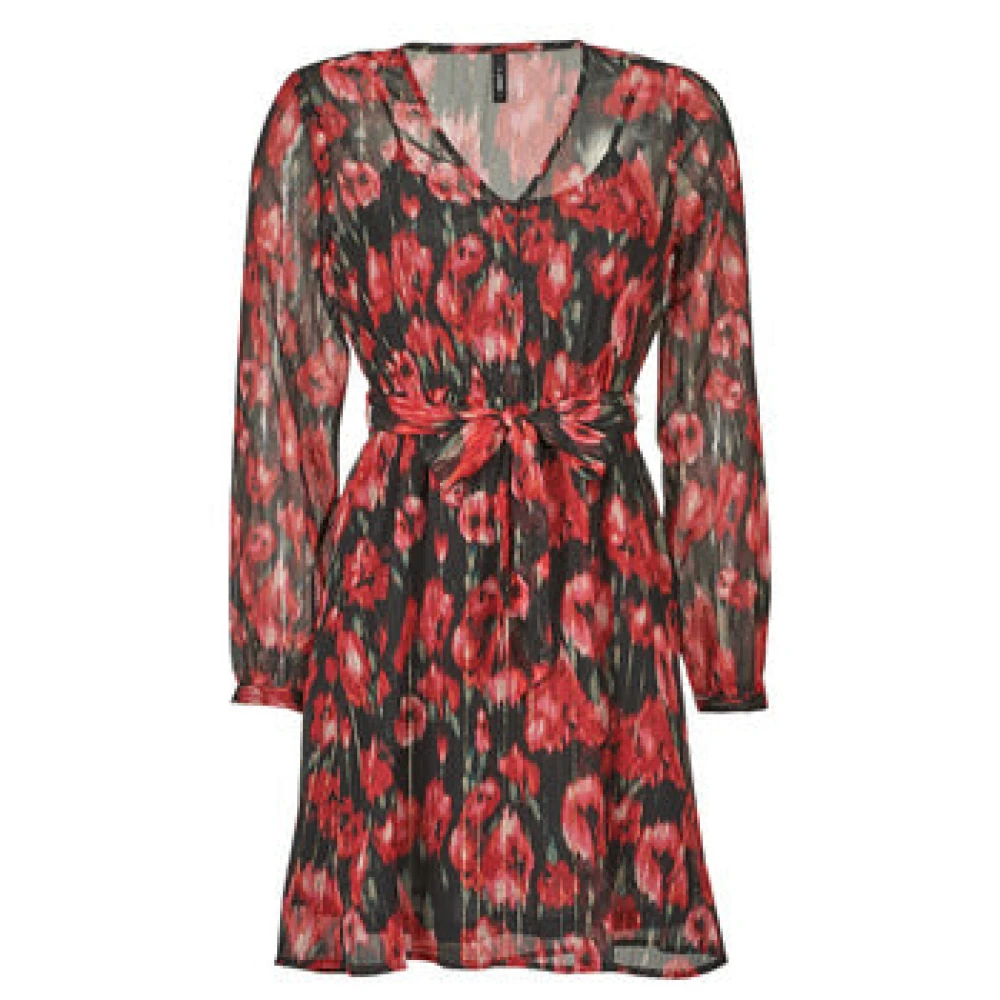 Only Rode Korte Jurk met Lurex Details Multicolor Dames