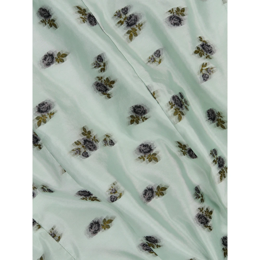 Ganni Groene Midi Jurk met Open Rug Green Dames