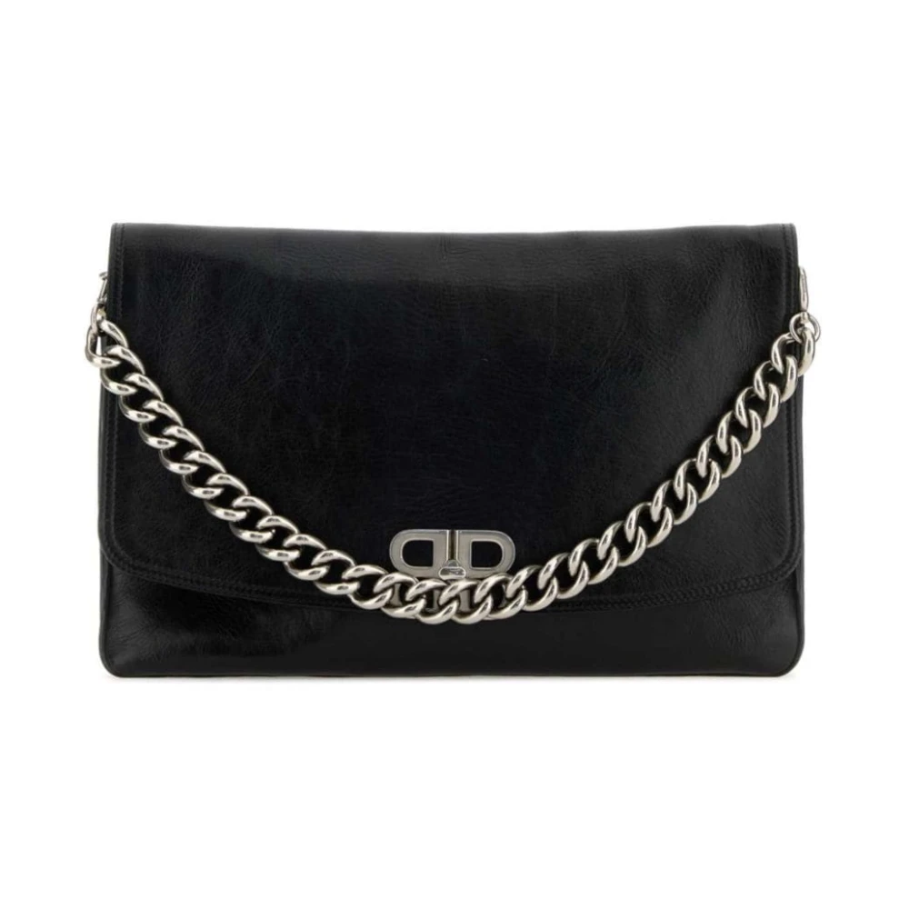 Balenciaga Zwarte leren ketting schoudertas Black Dames