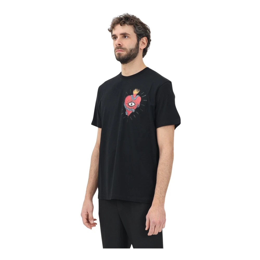 Just Cavalli Zwart Hart Vlam Grafisch T-shirt Black Heren