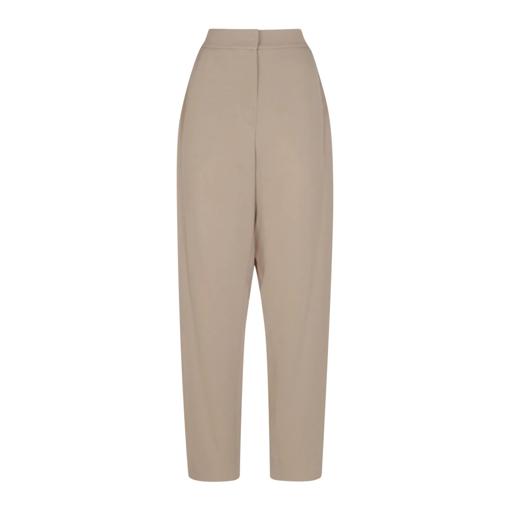 Emporio Armani Women's Beige Straight Trousers, Xl, Straight Trousers In Washed Twill