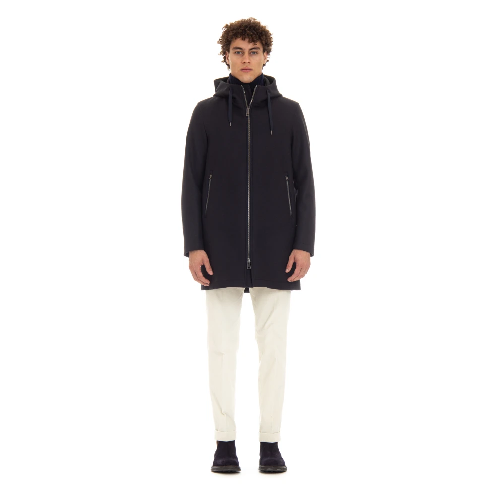 Herno Blauwe Zip Parka met Neopreen Voering Blue Heren