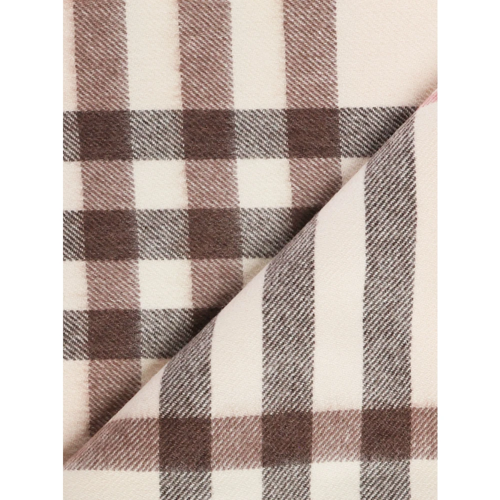 Burberry Geruite Cashmere Sjaal met Franje Beige Dames