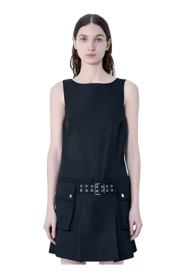 Duchesse Nylon Belted Mini Dress