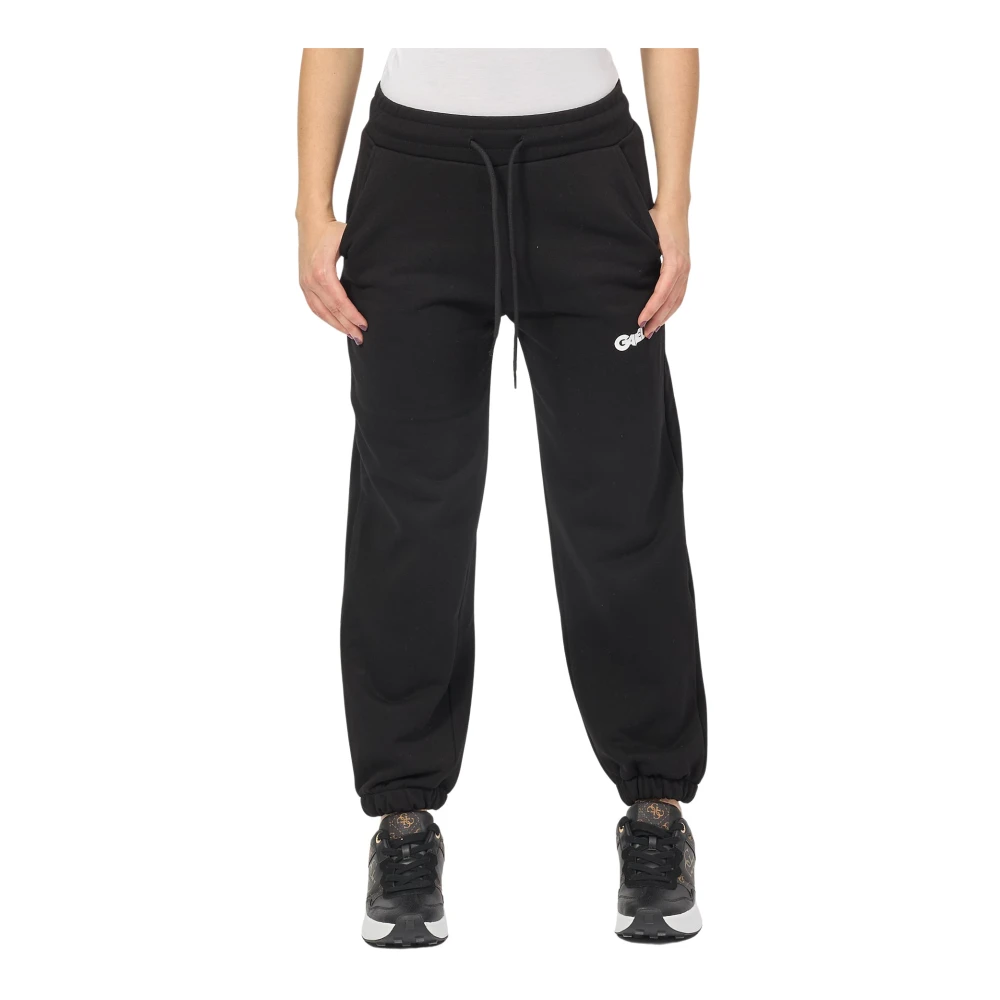 Gaëlle Paris Zwarte sportieve broek met trekkoord in de taille Black Dames