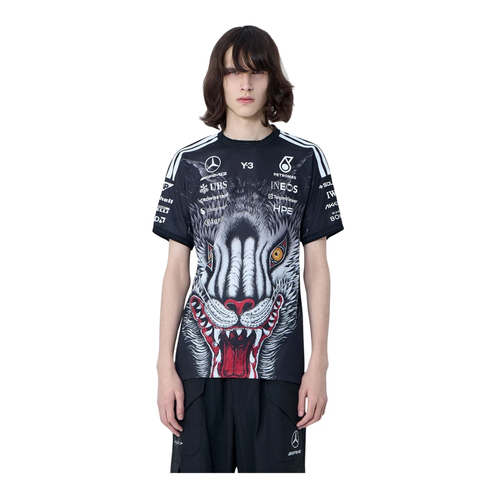 Y-3 Men's Black Training T-Shirts & Tops, S, Graphic Print Logo T-Shirt