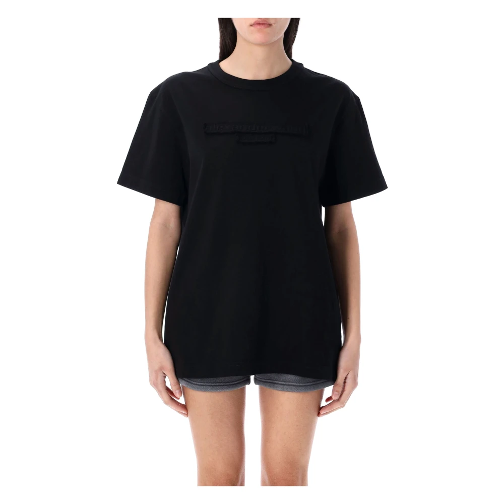 alexander wang Distressed Logo T-shirt Zwart Black Dames