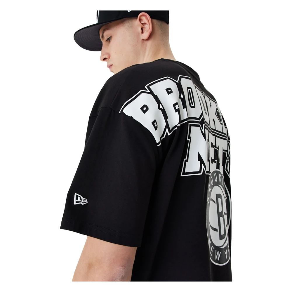 new era Zwarte Nets NBA Grafisch T-shirt Black Heren
