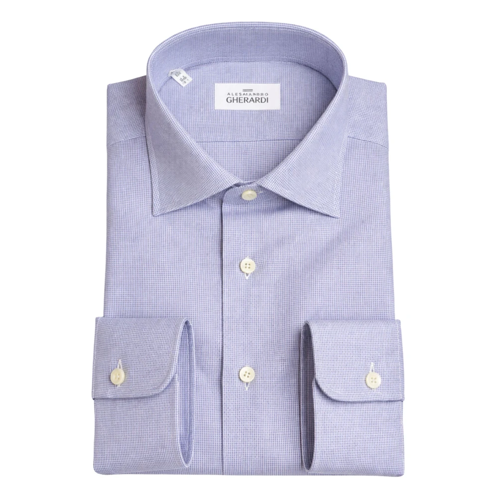 Alessandro Gherardi Men's Blue Formal Shirts, M, Micro Check Shirt