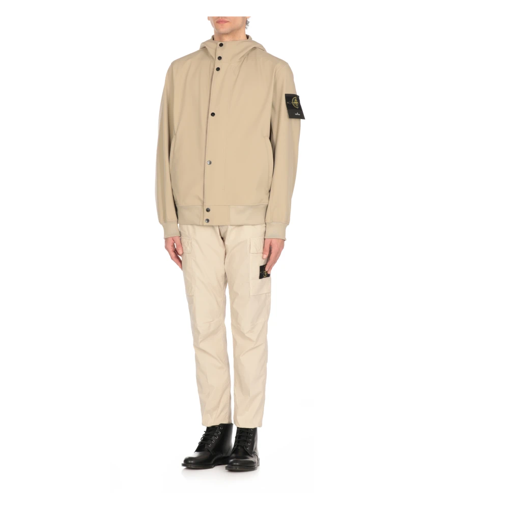 Stone Island Beige Hoodie met Logo Patch Beige Heren
