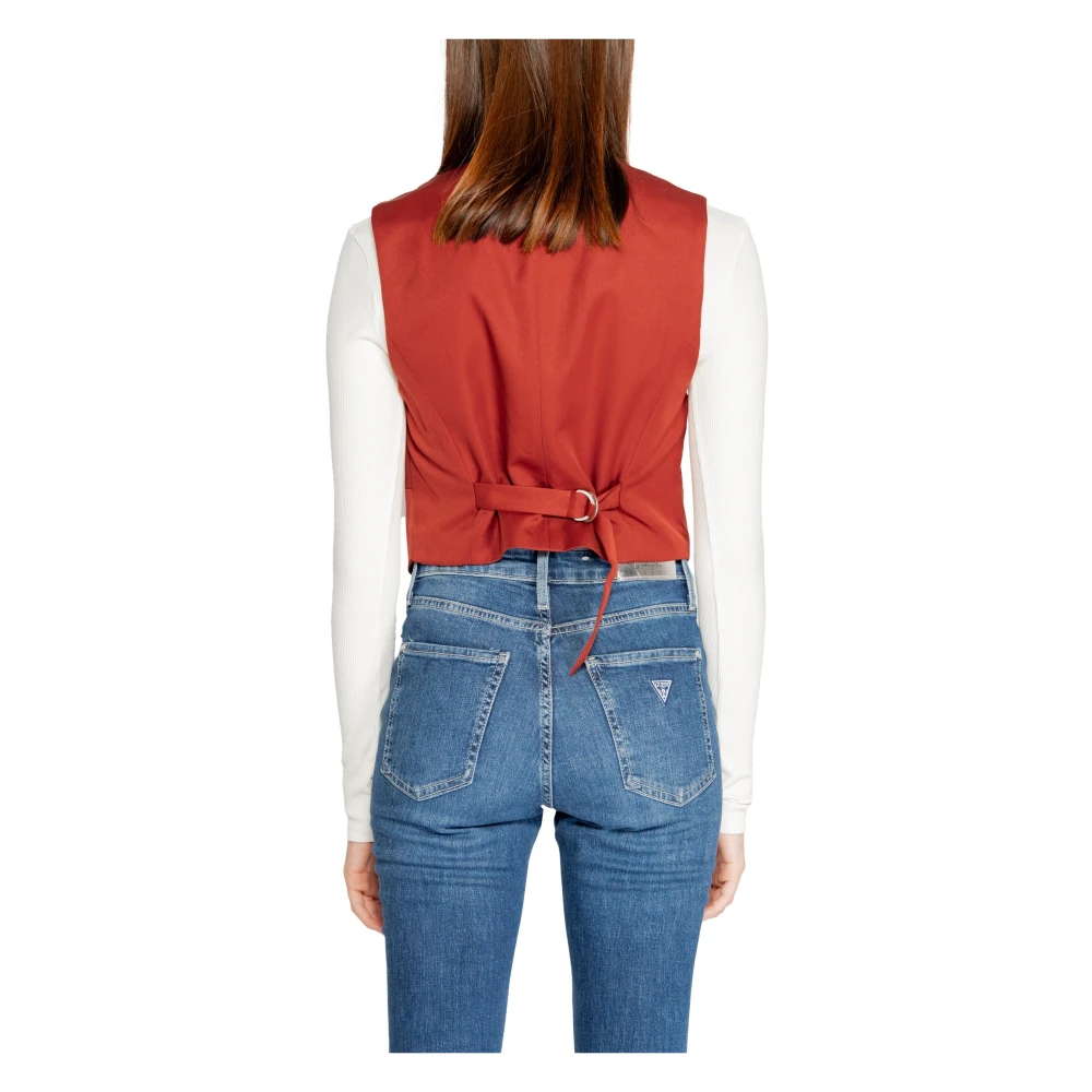 Vero Moda Rode Mouwloze Knoop Gilet Herfst Winter Red Dames