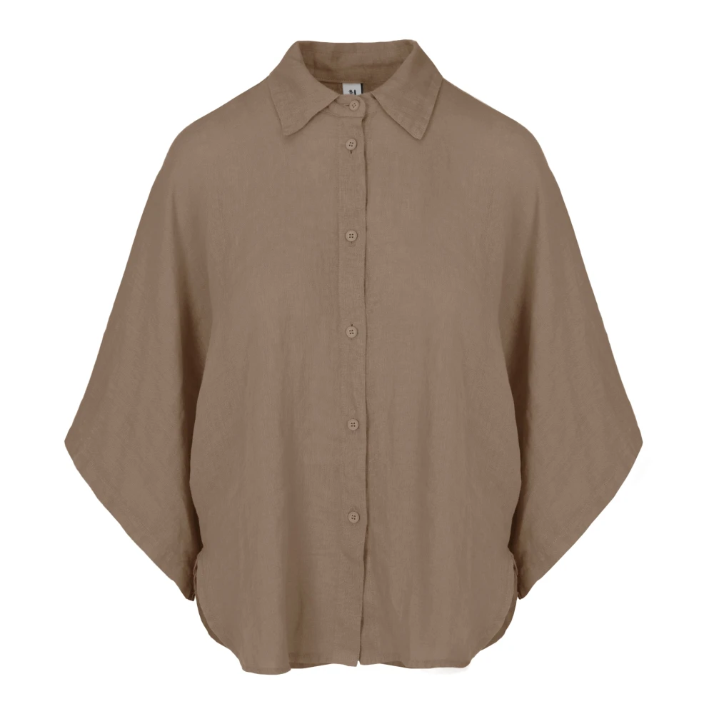Bomboogie Donna Marrone - Camicia In Lino Comfort Fit - Blouses & Shirts - L