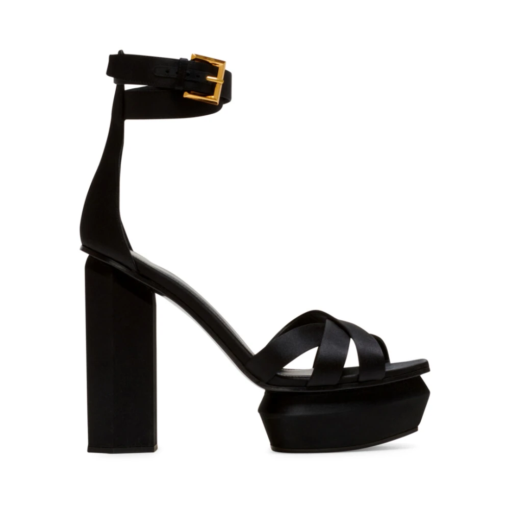 Balmain Women's Black Ava Satin Platform Sandals
