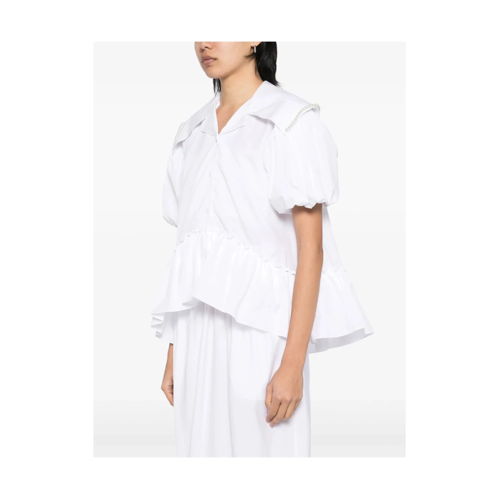 Simone Rocha Witte Faux-Parel Versierde Overhemd White Dames