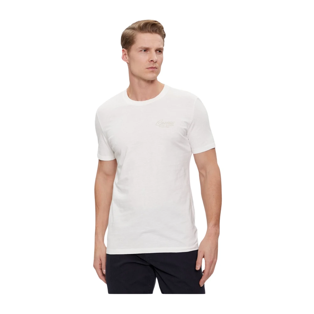 Guess Geborduurd Logo Slim Fit T-Shirt White Heren