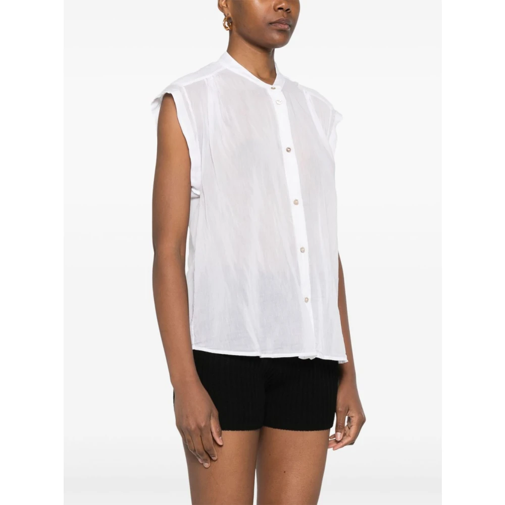 Forte Witte Button-Up Shirt met Gerimpeld Detail White Dames