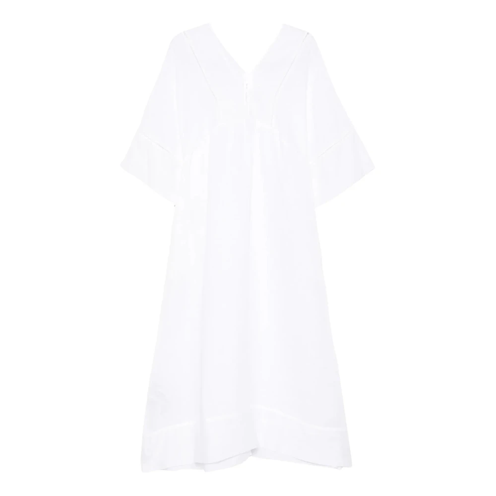 120% Lino White Linen Kaftan - Female - Midi Dresses - Xs - Dresses