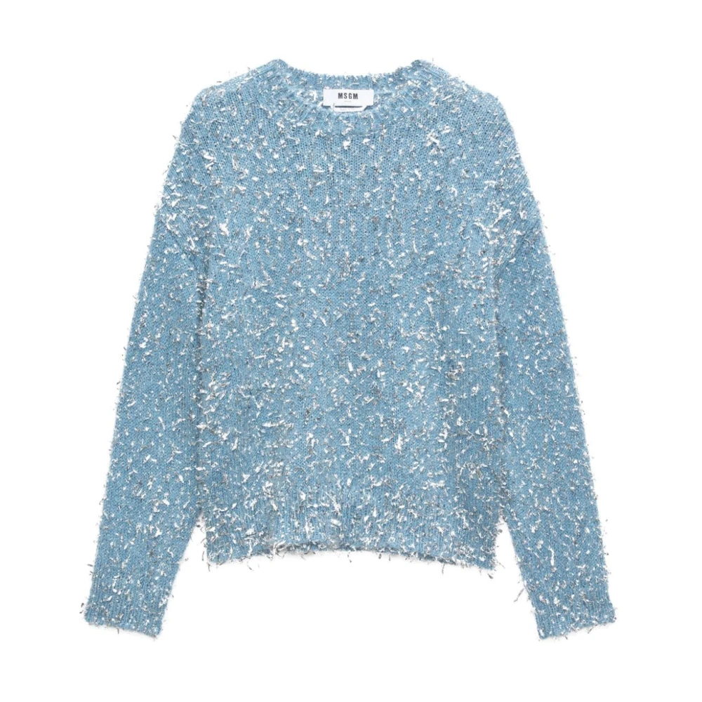 Msgm Blauwe Katoenen Trui met Raffeldetails Blue Dames