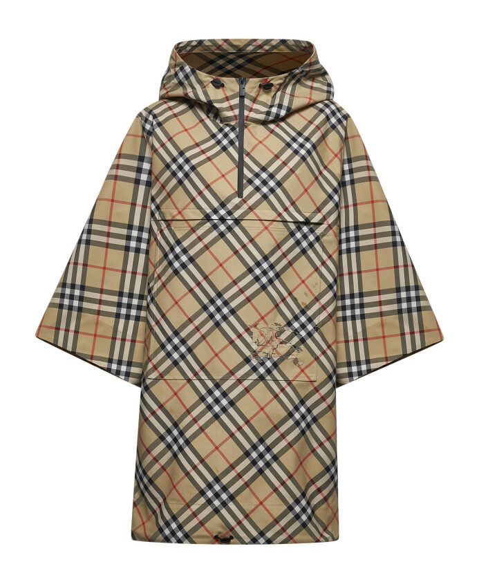 checked-hooded-half-zipped-cape